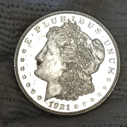 1921 Morgan Silver Dollar Brilliant Uncirculated Cameo With Slight Mirrors