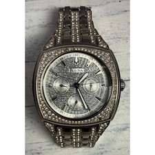 Bulova 96C002 Men's Phantom Crystal Pave Stainless Steel Watch NEEDS A NEW BATT