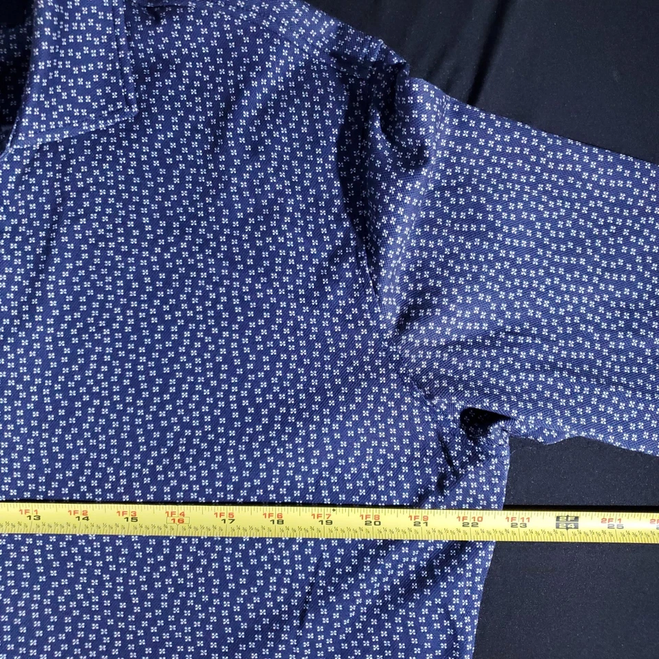 Рубашка Bugatchi на пуговицах мужская с длинным рукавом темно-синяя белая с геометрическим принтом повсюду M - Изображение 4 из 4