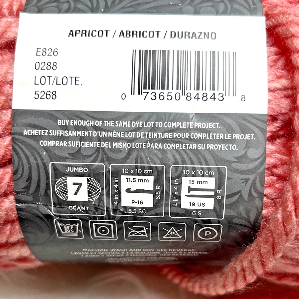 Red Heart Grande Yarn Apricot –Discontinued (1 New, 1 Opened) | Super Bulky #7 - Image 3 of 3