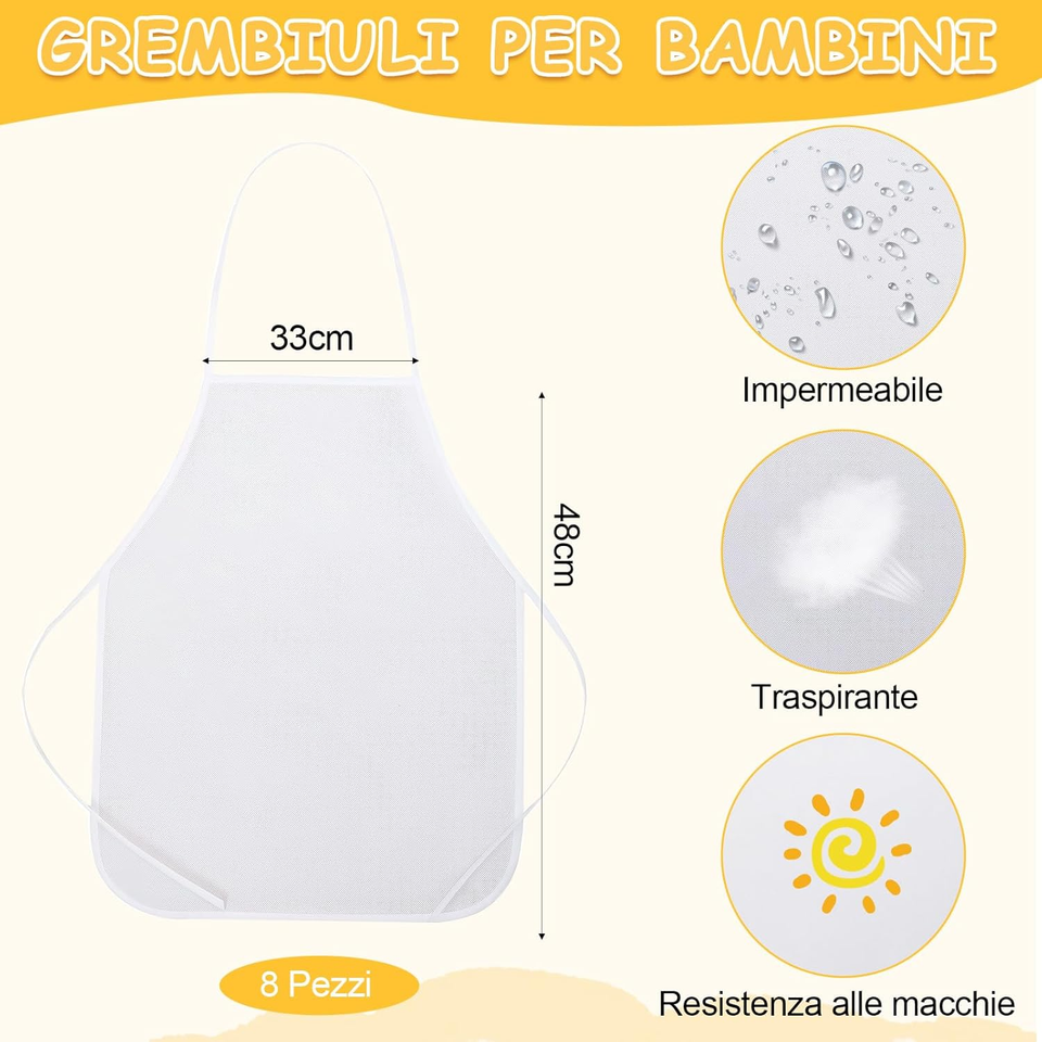 Set 24 Grembiuli Da Cucina E Pittura Per Bambini, Regolabili, Per Età 7-12 Anni - Lavabili E Riutilizzabili