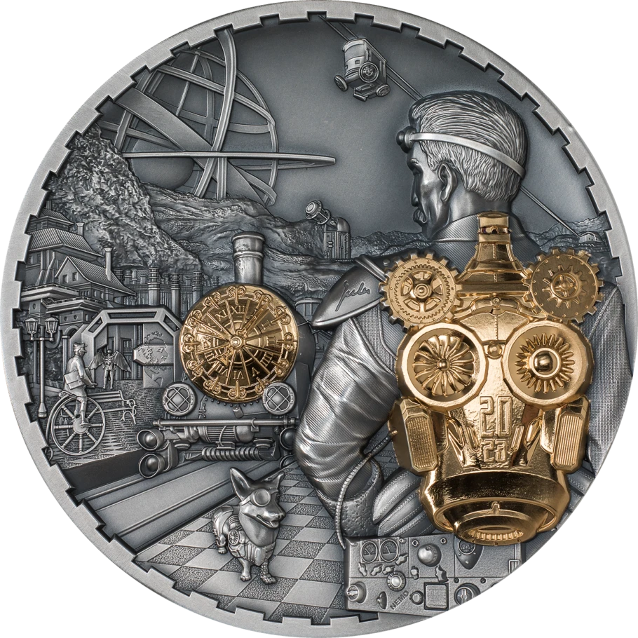 Cook Islands 2023 100$ - JET PACK Steampunk - 1 Kg Antique silber Münze
