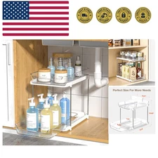 2-Tier Multi-Purpose Bathroom Under Sink Organizers and Storage, Stackable Ki...