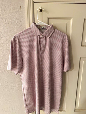 Holderness & Bourne Men's Golf Polo Shirt L White/Red Geometric Short Sleeve