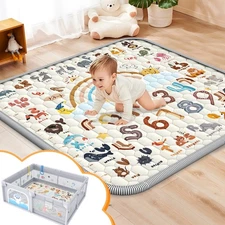 Baby Play Mat for the Floor, 50" x 50" Tummy Time Mat, Playpen Mat