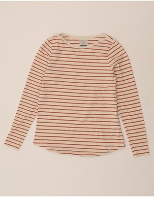 FAT FACE Womens Top Long Sleeve UK 10 Small Red Striped Cotton BJ09