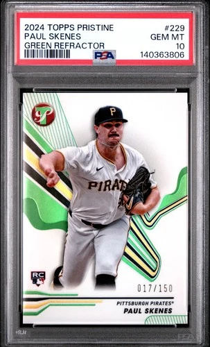 2024 Topps Pristine Paul Skenes #229 Green Refractor #/150 PSA 10 GEM MINT RC