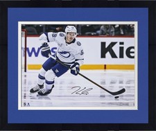 Framed Jake Guentzel Tampa Bay Lightning Signed 16x20 White Jersey Skating Photo