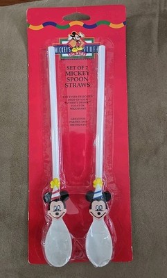 VTG NIB Disney Mickey Mouse Set of 2 Spoon Straws 1992