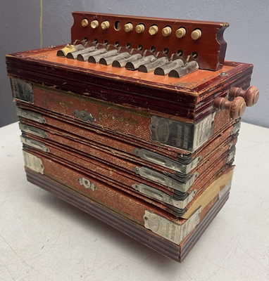 Vtg Sovereign Accordion Button Box Accordion Made in Germany - For Parts Only
