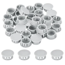 64Pcs 19mm Light Gray Nylon Plastic Round Locking Hole Plugs Insert End Caps
