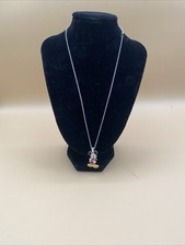JCM Disney Mickey Mouse Enameled Necklace Silver Tone 16  