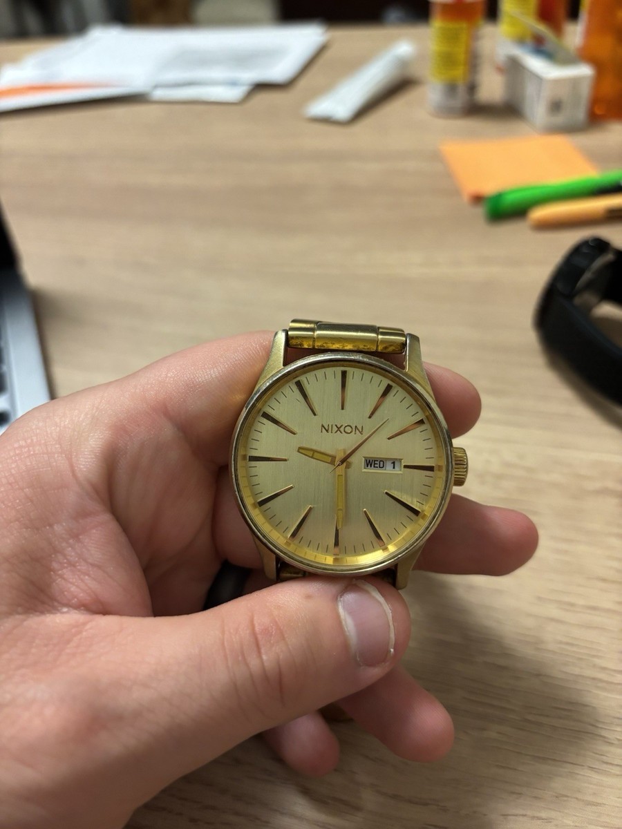 Nixon The Sentry SS Men's Gold Tone Watch Day/Date Quartz 42mm | eBay