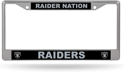Las Vegas Raiders Raider Nation Premium Metal License Plate Frame Chrome Tag...