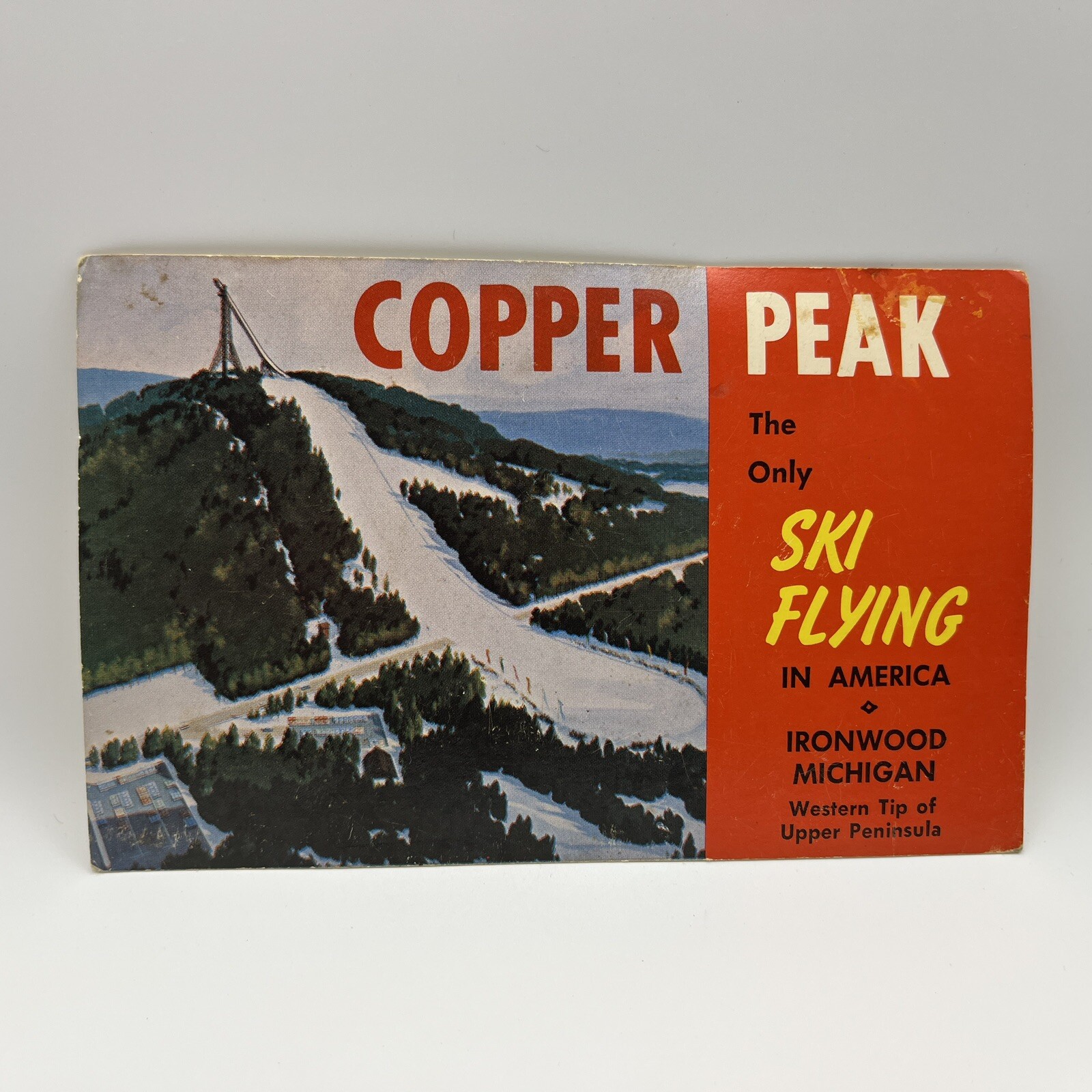 Vintage Postcard Copper Peak Ski Flying Tower, Ironwood, Michigan