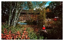 Manchester VT Vermont Old Covered Bridge S-108 Chrome Postcard