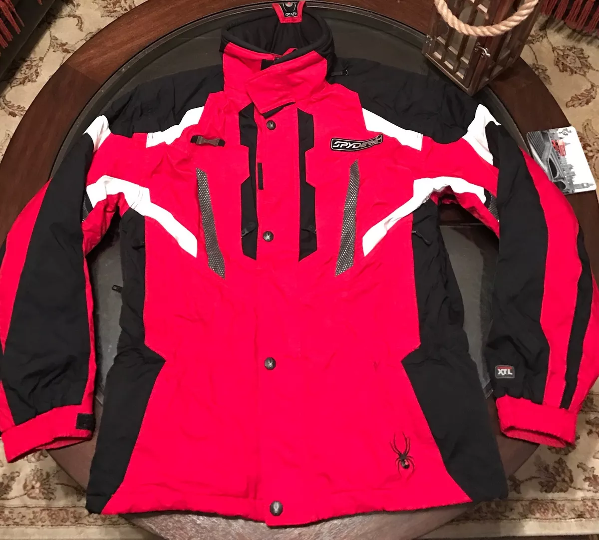 Authentic Spyder Mens Racing Thinsulate Ski Hooded Jacket Red & Black Sz  Medium