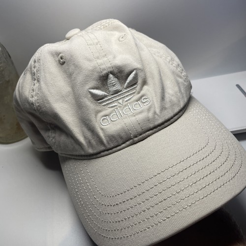 Adidas Baseball Hat Women's Adjustable Light Tan Embroidered Trefoil Logo - Picture 3 of 6
