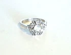 Vintage Sterling Silver Signed Uncas Glass Rhinestone Flower Ring, Size 8.25