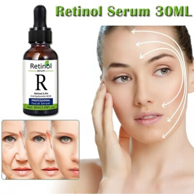 Retinol Serum for Face with Hyaluronic Acid Vitamin E Best Skin Anti-Aging 1oz