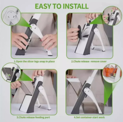 1*Safe Mandoline Slicer 5 in 1 Vegetable Chopper Food Potato Cutter Adjustable