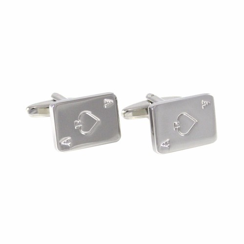 New Silver Tone Novelty Spades Ace Cufflinks With Gift Box 1375