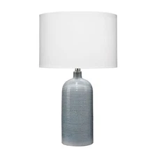 Ceramic Table Lamp Blue Nautical Coastal Transitional Nickel