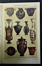 1902.Antica Stampa Cromolitografica:VASI GRECHI,Tav II.CERAMICA ARTISTICA MEYERS