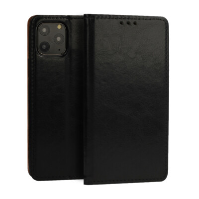 HUAWEI P40 LITE E -  Echt Leder Book Flip Case Cover Tasche Handy Hülle SCHWARZ
