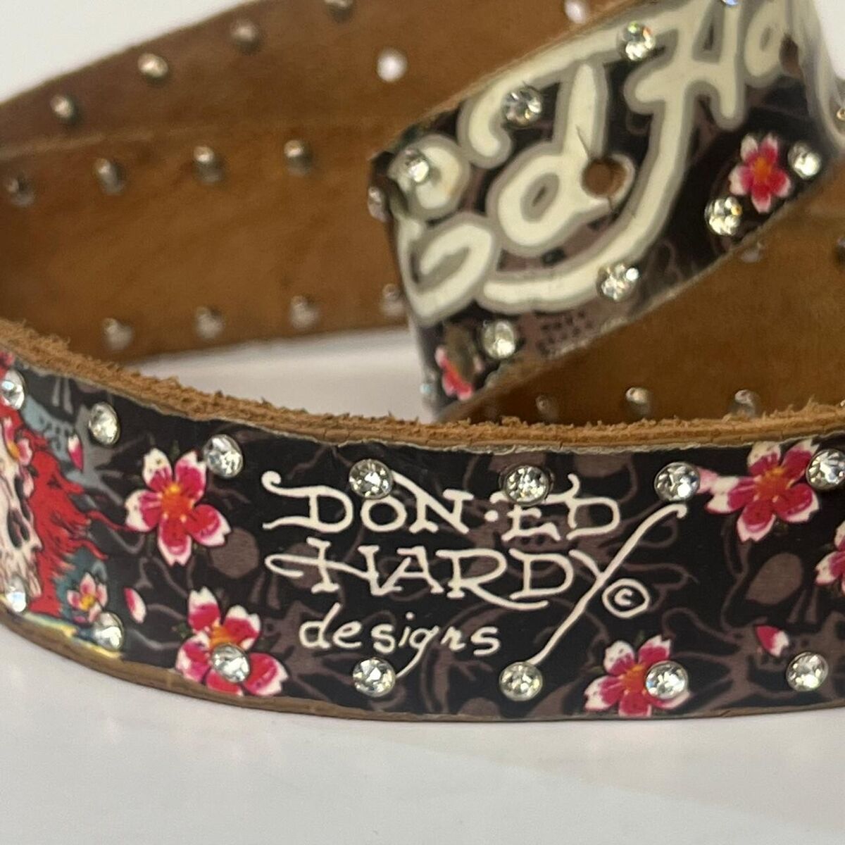 Y2K Rare Ed Hardy Glitter Large Buckle Belt Leather Y2K Rare Ed Hardy Glitter Large Buckle Belt Leather