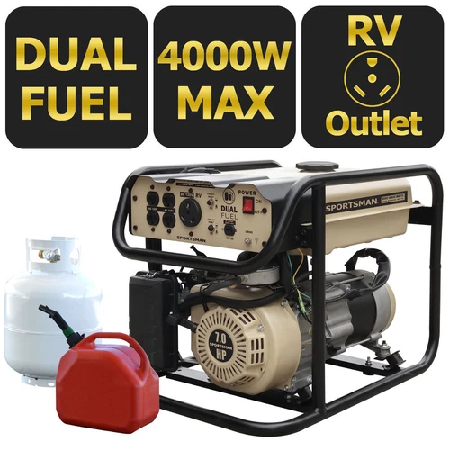 Sportsman 4000-W Portable Hybrid Dual Fuel Gas Generator Home Backup RV Camping