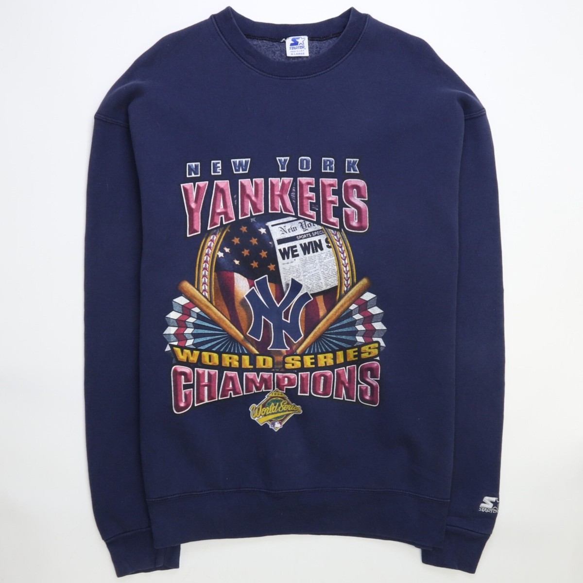 USA製☆1996 スターター ヤンキース 刺繍ロゴ ビッグロゴ スウェット L 入手困難☆1996 スターター ヤンキース 刺繍ロゴ ビッグロゴ