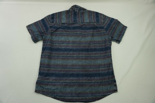 Fashion Nova Shirt Mens Large Blue Purple Striped Short Sleeve Button Down - Picture 7 of 10