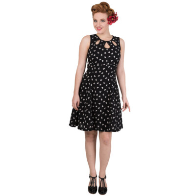 Banned Retro Vintage Rockabilly Minikleid - Tell The Story Herzmuster Schwarz
