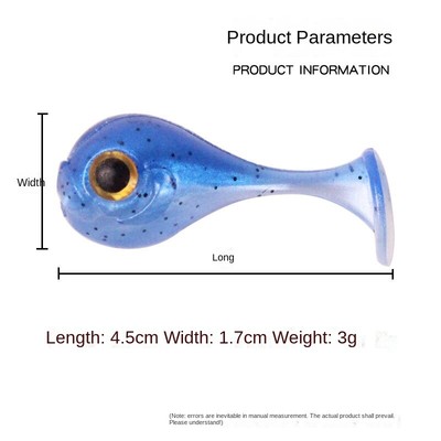 4.5cm3g Double Color Big Head Fish T Tail Soft Bait  Single  Simulation Silicone