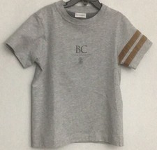 NWT Brunello Cucinelli 170 Boy Tee S Sleeve Shirt Sz 6 Gray w/Tan Corduroy Trim