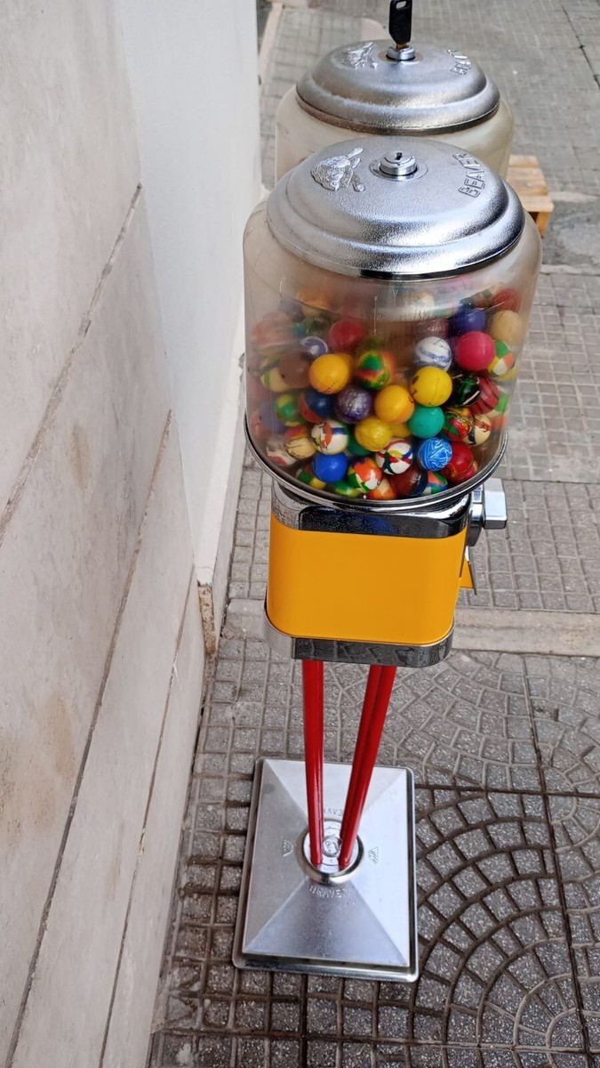 Distributore Di Caramelle Vintage Rosso – Macchina A Gettoni Con Globo In Vetro, Altezza 28 Cm, Regolabile Per Dolci Fino A 20 Mm