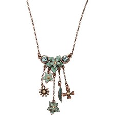 PILGRIM Necklace Enamel Flower & Blue Swarovski Vintage Charm Necklace, Bracelet