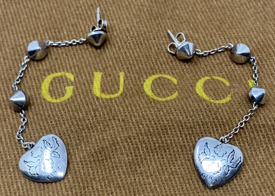 Gucci heart store dangle earrings