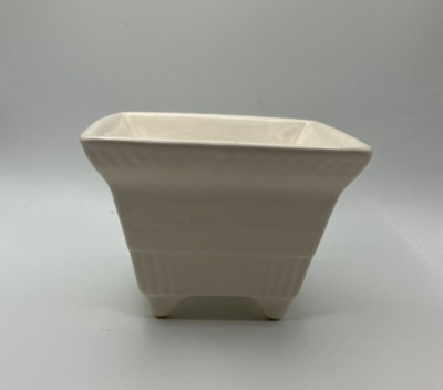 Vintage Hull Pottery White Footed Square Planter A2