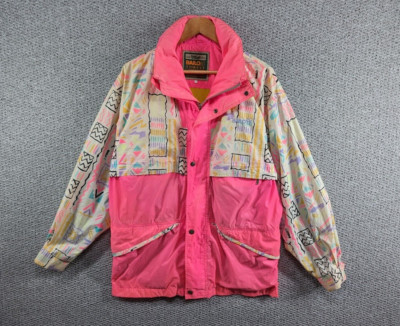 BAILO Forest Vintage 90er Damen Regenjacke buntes Crazy Pattern Nylon - M