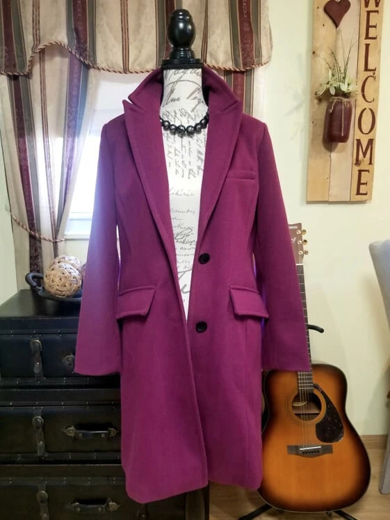 Abrigo de montar de dos botones frambuesa BCBGMAXAZRIA NUEVO CON ETIQUETAS $328, talla L Foto 4 de 4