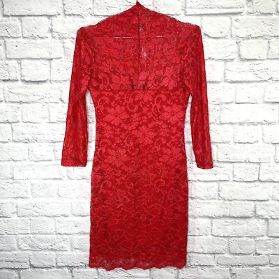 ASOS Red Lace Midi Pencil Body Con Dress Scalloped Hem and Neckline US Size  8 | eBay