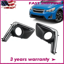 2PCS Front Fog Lamp Light Cover Bezel Frame Trim For Subaru Crosstrek 2016-2017