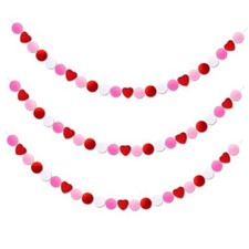 Valentine's Day Felt Heart Garland - Valentine  s Heart Felt Multi Color