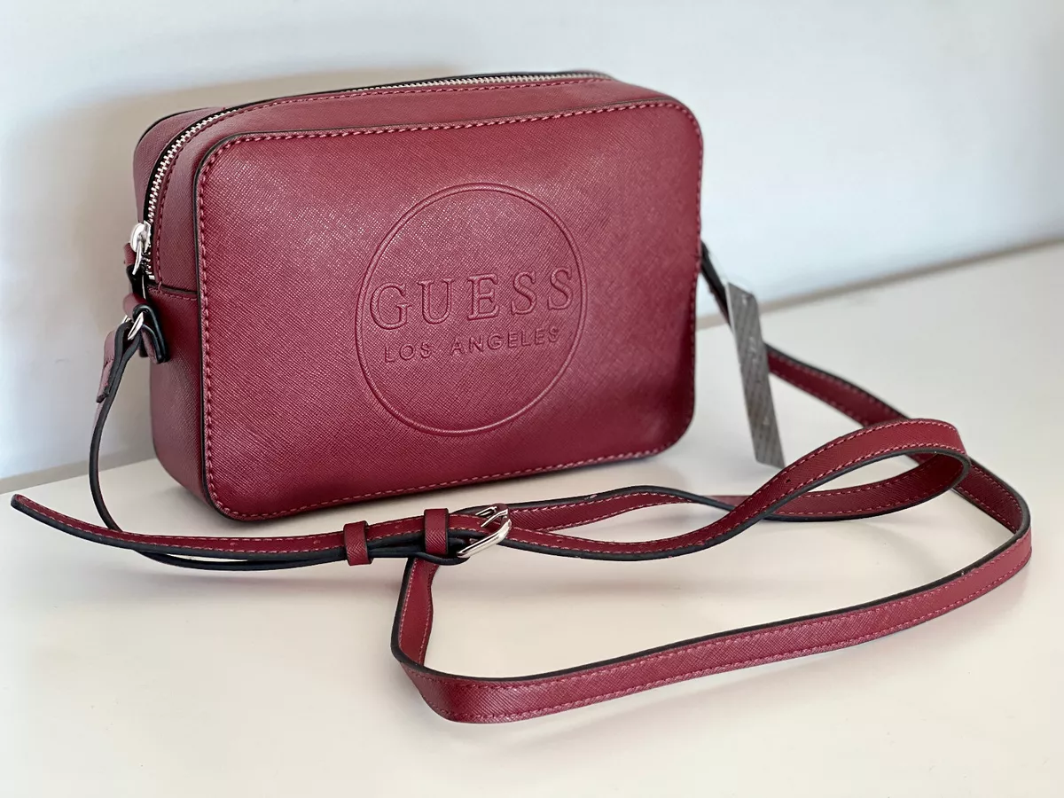 NEW GUESS PEDERSON WINE RED CAMERA CROSSBODY SLING MESSENGER BAG PURSE SALE