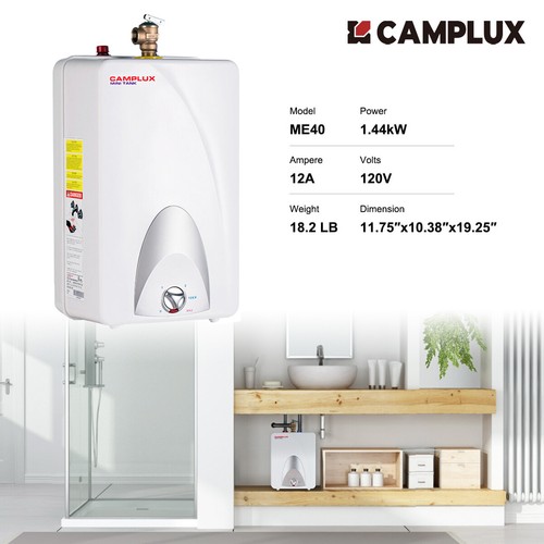Camplux Electric Mini Tank Water Heater 1400W On Demand Hot 4 Gal Whole