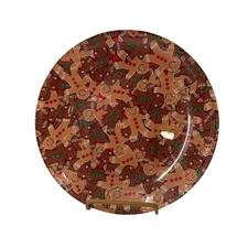 Gingerbread Men Christmas Plastic Plate Set 9" Diameter Decoupage Glass Decor