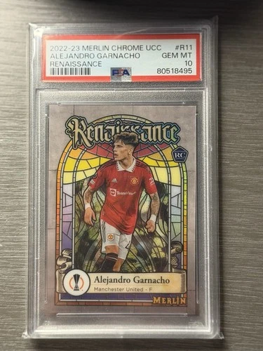 2022-2023 Topps Merlin’s UCC Chrome - Alejandro Garnacho Renaissance RC PSA 10
