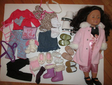 Vintage Our Generation Doll Lot w Clothes Shoes 18" Blue eyes Dk. Brown Hair